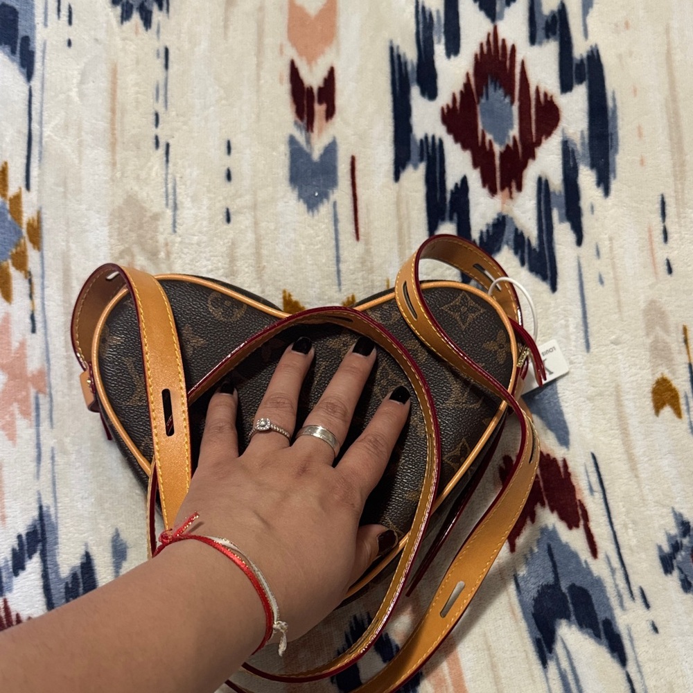 (Fashion L V heart bag) Brown and Tan Crossbody Bag